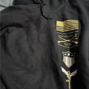 Grunt Style Black Hoodie with Gold Accents